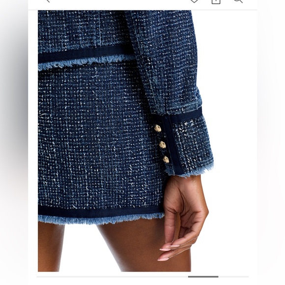 Women's Blue denim Tweed Jacket by Cinq a sept.  Size 12. Excellent condition - Picture 2 of 6